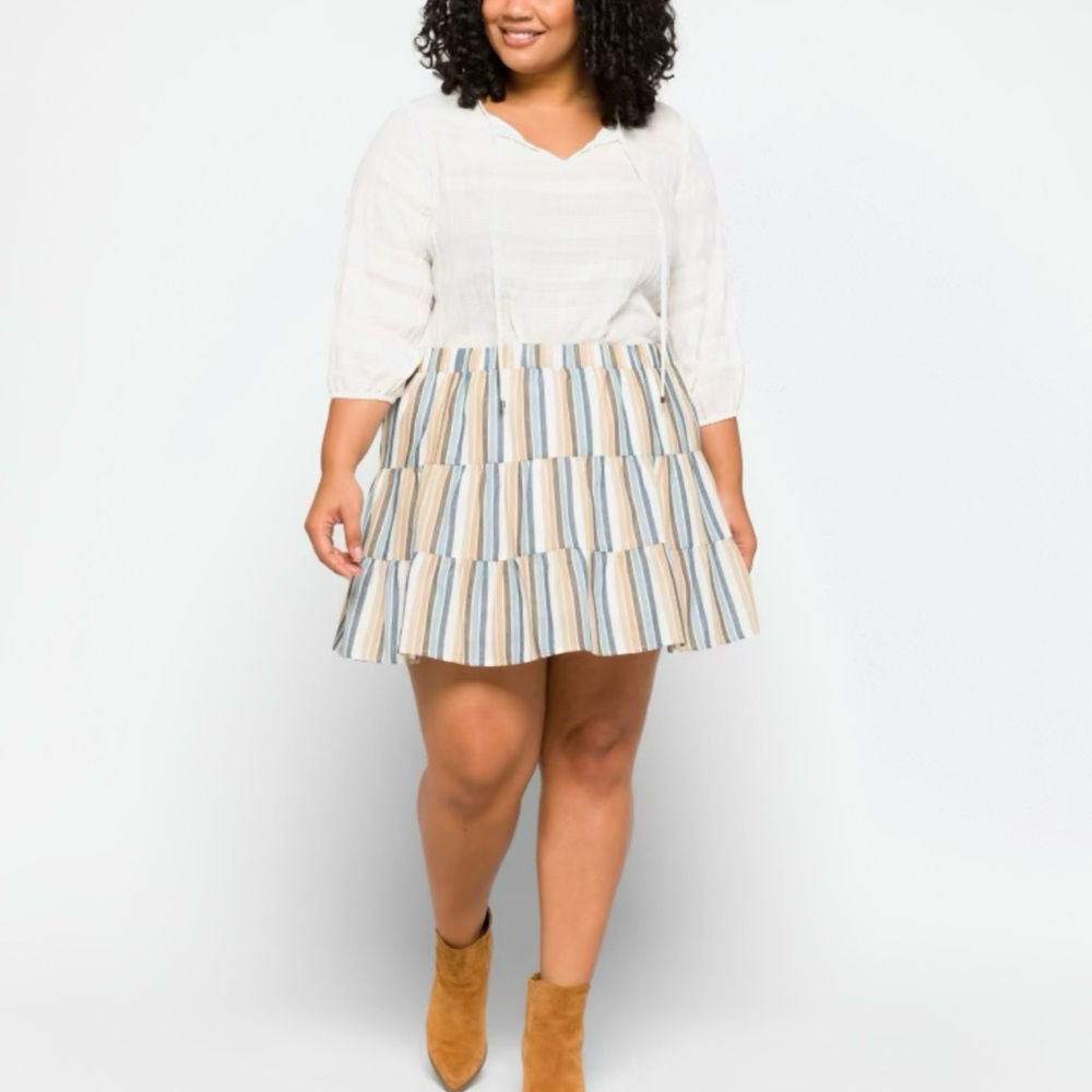 Heatherly Brisha A-Line Striped Tiered Skirt